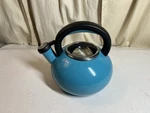 Circulon Whistling Tea Kettle Pot Turquoise/ Blue Enameled 1.5 Qt. Fixed Price $23.95.