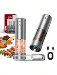 Electric Salt Pepper Grinder Set Usb Rechargeable One Hand Use Modern Kitchen St. Fixed Price $28.08.