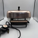 Vintage Hoover Stainless Steel Fry Pan Copper Lid, Cord, Tray Model 8660 Tested. Fixed Price $59.99.