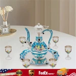 Blue Vintage Crafts Teapot Set With Teacups 1.69OZ. Fixed Price $64.34.