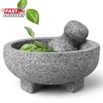Flexzion Granite Mortar And Pestle Set - Solid Stone Grinder Bowl Holder. Fixed Price $35.10.