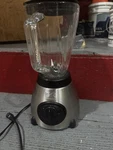 Kalorik Electric Blender Silver Black Glass Pitcher Stainless Steel Base Lid. Fixed Price $37.00.