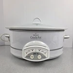 Rival Crock Pot Stoneware Slow Cooker White Qt Programmable SCP609 Oval. Fixed Price $54.00.