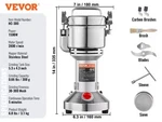 Electric Mill Grinder Commercial For Dry Herbs Grains Spices Cereals Corn. Fixed Price $134.86.