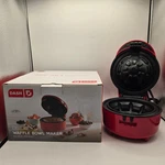 Dash Deluxe Red Waffle Bowl Maker Non Stick 750 Watts Original Box Family Fun. Fixed Price $12.85.
