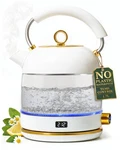 Electric Tea Kettle 1500W Temperature Control Keep Warm White Gold Fast Water. Fixed Price $154.99.