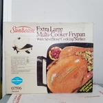 Sunbeam Extra Large Multi Cooker Frypan Almond 07596 New Open Box. Fixed Price $107.96.
