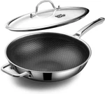 Wok Hybrid 12 Inch With Lid Cover Stir-fry Pans Nonstick Stainless Steel. Fixed Price $70.26.