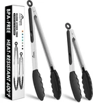Hotec Kitchen Tongs Set Pc 9 Inch 12 Stainless Steel Silicone Tips. Fixed Price $15.99.
