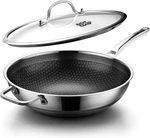 Wok Hybrid 12 Inch With Lid Cover Stir-fry Pans Nonstick Stainless Steel. Fixed Price $85.01.