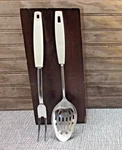 Ekco Slotted Serving Spoon & Meat Fork 2 Pcs Chromium Plated Stainless Vintage. Fixed Price $24.99.