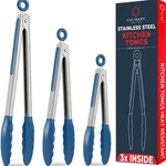 Kitchen Tongs With Silicone Tips Set Of 3 Heat Resistant For Serving Fo.... Fixed Price $24.91.