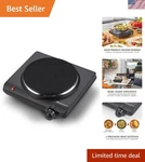 Durable 1000W Cast Iron Hot Plate: Ideal For Small Kitchens & Holiday Cooking. Fixed Price $31.99.