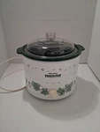 Vintage Rival Crock Pot 3120 Stoneware Slow Cooker White Green Ivy 2.5 Quart Nib. Fixed Price $25.95.