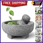 Flexzion Granite Mortar And Pestle Set - Solid Stone Grinder Bowl Holder. Fixed Price $41.79.