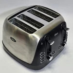 Oster 4-SLICE Toaster TSSTTRJBS4 Black Stainless Steel Dual Control Works Tested. Fixed Price $28.49.