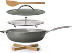 Versatile 5-QUART Ceramic Non-stick Pan Set With Lid, Steamer, Utensils, Gray. Fixed Price $133.99.