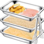 Breading Trays Set Of 3 Large 10.4 X 7.7 1.9 Inch 10.6 7.9 2.4, Silver. Fixed Price $26.05.