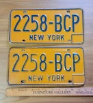 Vintage New York State License Plate Set Pair Auto # 2258-BCP. Fixed Price $35.00.