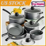 10 Pcs Cookware Set Nonstick Pots & Pans W/ Lids Ceramic Cooking Kitchen. Fixed Price $58.41.