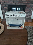 West Bend Electric Skillet: Model 72192, 12", Non-stock, White & Blue (new). Fixed Price $59.99.