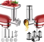 Stainless Steel Meat Grinder & Slicer Attachment For Kitchenaid Mixer. Fixed Price $136.99.