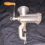 Hawok Manual Metal Meat Grinder 10L 4 Blades Wooden Handle Silver New. Fixed Price $15.00.