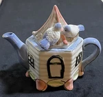Vintage Miniature Decorative Ceramic Tea Pot Hexagon Shape Home W/birds Design. Fixed Price $18.00.