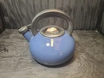 Circulon 1.5 Qt Stovetop Whistling Kettle Blue Enamel Over Steel Teapot. Fixed Price $17.95.