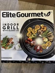 Elite Gourmet Electric Indoor Grill With Glass Lid. Fixed Price $34.99.