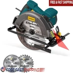 Electric Circular Saw 1400W Copper Motor Laser Guide Adjustable Depth 2 Blades. Fixed Price $75.98.