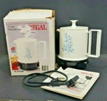 Vintage Regal 5 Cup Poly Hot-pot Warmer Server Blue Flower Design K7427WF. Fixed Price $18.79.