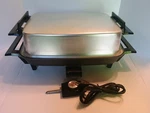 Vintage 17" Lektro Maid Electric Skillet Griddle #13669 W/ 19" Lid West Bend Wis. Fixed Price $79.95.