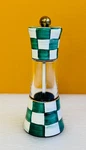 Mackenzie-childs 89232-1040 Hand Painted, Emerald Check Ceramic Grinder. New!. Fixed Price $142.99.