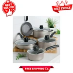 Tramontina 9-PIECE Ceramic Nonstick Cookware Set Aluminum Champagne Pots & Pans. Fixed Price $43.99.