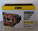 Bella Electric Skillet, Surface Is X 12, Model# 22858, Ceramic Non-stick, New. Fixed Price $24.99.