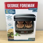 George Foreman 4-SERVING Removable Plate Electric Grill And Panini Press Black. Fixed Price $44.99.