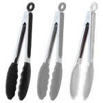 Hinmay Serving Silicone Tongs, Set Of 3 9-INCH, Black Gray White. Fixed Price $14.43.