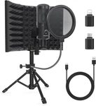 Studio Recording Microphone Isolation Shield With Pop Filter And Metal Tripod. Fixed Price $83.77.