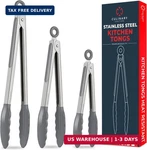Kitchen Tongs With Silicone Tips Set Of 3 Heat Resistant For Serving Food,. Fixed Price $17.99.