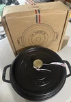 Staub Cast Iron Dutch Oven 4-QT Round Cocotte, Serves 3-4, Matte Black- New. Fixed Price $249.00.