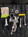 Meat Grinder & Sausage Stuffer Kit Hand Crank Mincer With Attachments. Fixed Price $17.50.