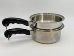 Saladmaster 2-1/2 Qt TP304S Stainless Steel Sauce Pan Double Boiler Steamer Set. Fixed Price $79.99.