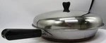 Vintage Stainless Steel Cooper Bottom Domed Lid 12" Skillet (unmarked). Fixed Price $50.00.