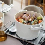 Neoflam Fika 4.9-QUART Deep Stock Pot, With Glass Lid. Fixed Price $79.95.