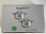 Berghoff Stainless Steel Mini Pots 2.5" W/ Lids Set Condiment Dipping New. Fixed Price $29.95.