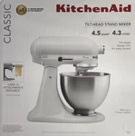 Kitchenaid Classic Series 4.5 Quart Tilt-head Stand Mixer K45SSWH White. Fixed Price $259.95.