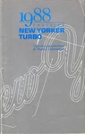 Chrysler New Yorker - Salon 1988 Maintenance/owners Manual Book. Fixed Price $36.84.