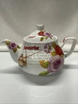Alpine Cuisine Tea Pot Favourite Thank You Message Flowers Design, 5.25 Tall. Fixed Price $19.85.