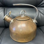 Chantal Copper Clad Tea Kettle 1.8 Quart Two-tone Harmonica Whistle Patina. Fixed Price $41.99.